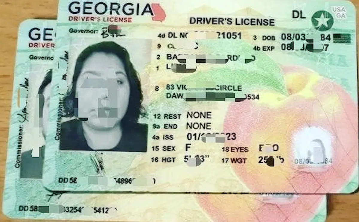 Georgia GA ID peach security close-up