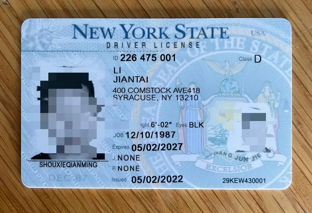 New York NY License Sample