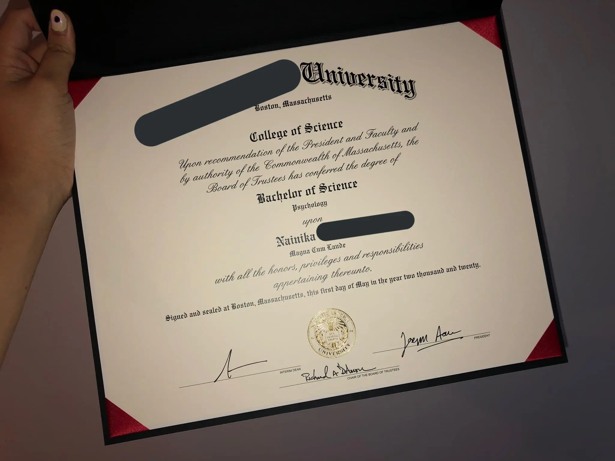 Custom Master's Diploma, elegant calligraphy layout